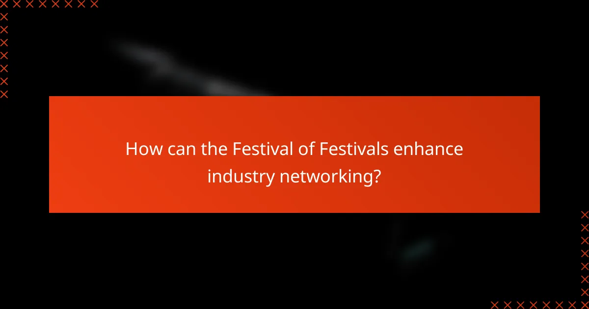 How can the Festival of Festivals enhance industry networking?