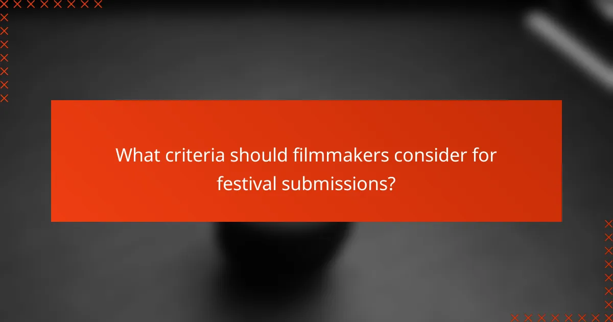 What criteria should filmmakers consider for festival submissions?