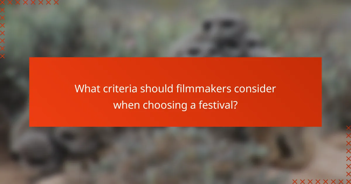 What criteria should filmmakers consider when choosing a festival?